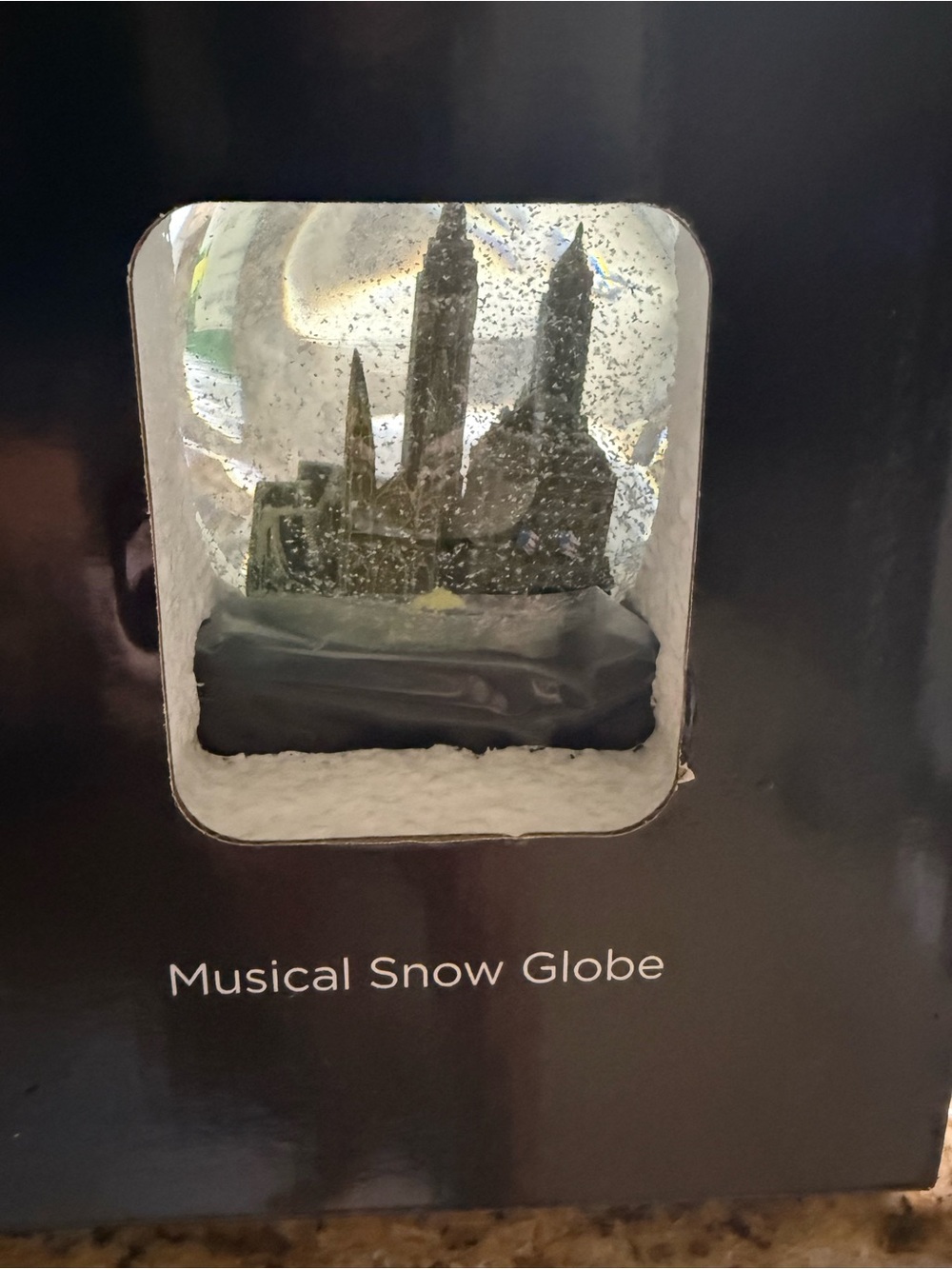 Saks Fifth Avenue Black Musical Snow Globe with Silver Interior